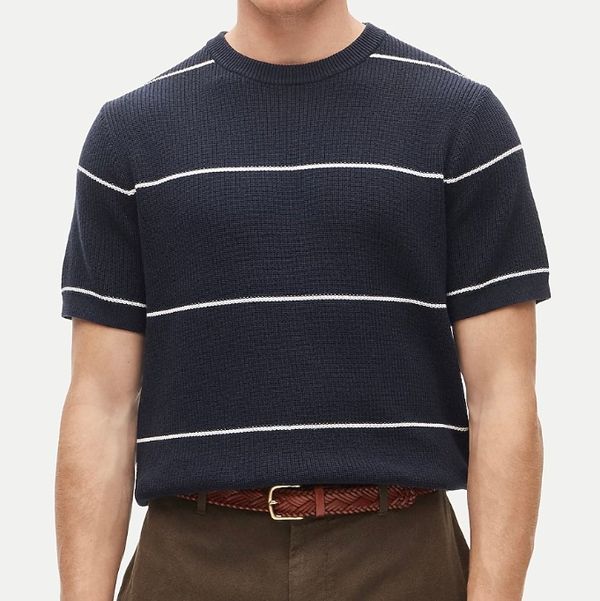 J.Crew Short-Sleeve Sweater in Ribbed Cotton-Silk Blend