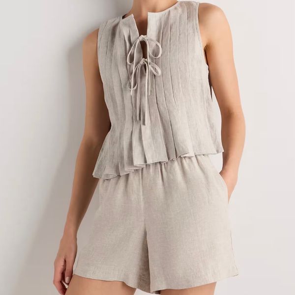 Quince 100% European Linen Pleated Tank