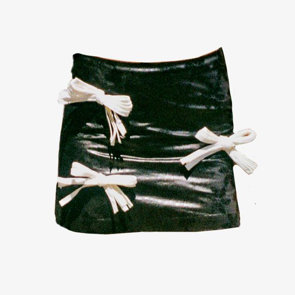 Super Yaya Alexa Mini Skirt in Black with Off White Bows