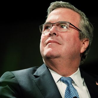 WOODBURY, NEW YORK - FEBRUARY 24: Former Florida Gov. Jeb Bush speaks during a Long Island Association luncheon with LIA President and CEO Kevin S. Law at the Crest Hollow Country Club on February 24, 2014 in Woodbury, New York. Bush is widely seen as a possible presidential contender in 2016. (Photo by Andy Jacobsohn/Getty Images)