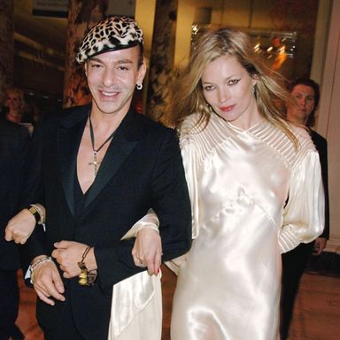 LONDON - SEPTEMBER 18:  (EMBARGOED FOR PUBLICATION IN UK TABLOID NEWSPAPERS UNTIL 48 HOURS AFTER CREATE DATE AND TIME)  John Galliano and Kate Moss attend The Golden Age Of Couture VIP Gala, at the Victoria & Albert Museum on September 18, 2007 in London, England.  (Photo by Dave M. Benett/Getty Images)