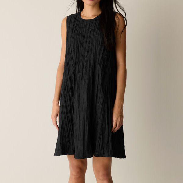 Eileen Fisher Crushed Silk Round Neck Dress
