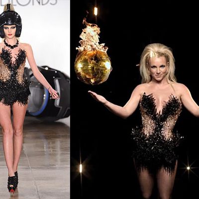 On the runway (left), on Britney (right).