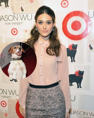 Actress Emmy Rossum/Uggie the dog