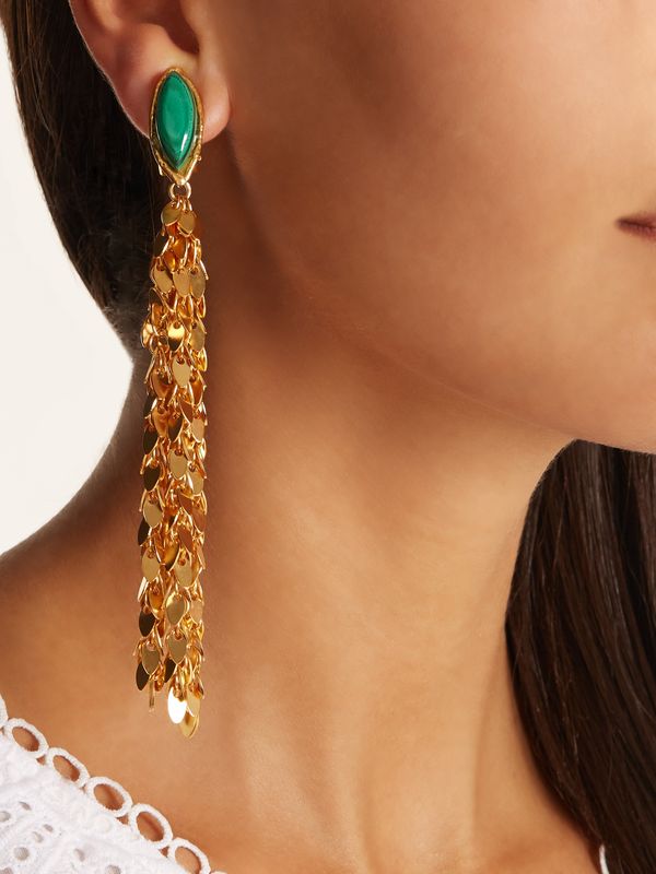 Clip-on Earrings Geometric Earrings Green Earrings Crystal Clip Earrings 