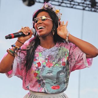 AUSTIN, TX - SEPTEMBER 16: Santigold performs during the 2011 Austin City Limits Music Festival at Zilker Park on September 16, 2011 in Austin, Texas. (Photo by C Flanigan/Getty Images)