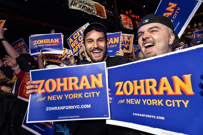 The smaller NEW YORK CITY type is in a muscular sans serif face called Union Gothic.
