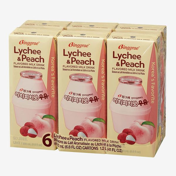 Binggrae Lychee & Peach Flavored Milk (Pack of 6)