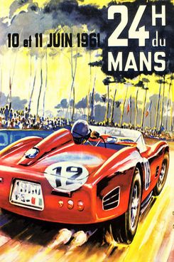 Reproduction Vintage Motor Racing Poster Le Mans 1961
