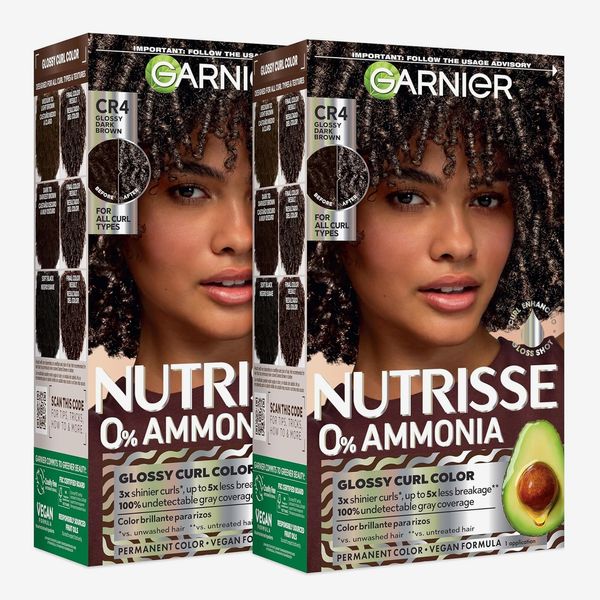 Garnier Nutrisse 0% Ammonia Glossy Curl Color - Dark Brown, 2 pack