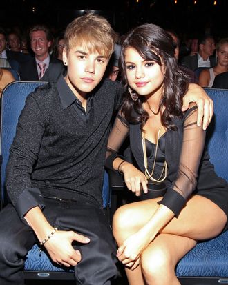 Justin Bieber and Selena Gomez, both presumably smelling lovely.