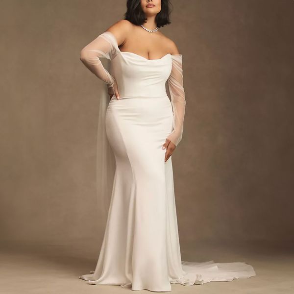 Jenny by Jenny Yoo Olivia Long-Sleeve Off-The-Shoulder Scoop-Neck Column Wedding Gown