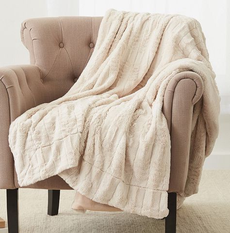 Pinzon Faux Fur Throw Blanket 63” x 87”, Ivory