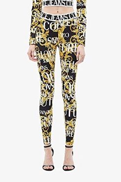 Versace Jeans Couture Logo Print Leggings with Taping Waistband