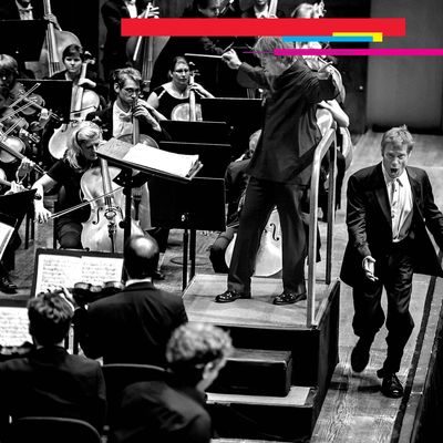 In this Nov. 19, 2012 photo provided Lincoln Center, Simon Keenlyside performs at the edge of the stage in the title role for a searing concert version of Berg's 