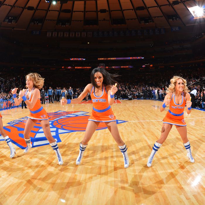 NEW YORK, NY - NOVEMBER 03: The New York Knicks city dancers perform against the Minnesota Timberwolves on November 3, 2013 at Madison Square Garden in New York City, New York. NOTE TO USER: User expressly acknowledges and agrees that, by downloading and or using this photograph, User is consenting to the terms and conditions of the Getty Images License Agreement. Mandatory Copyright Notice: Copyright 2013 NBAE (Photo by Jesse D. Garrabrant/NBAE via Getty Images)