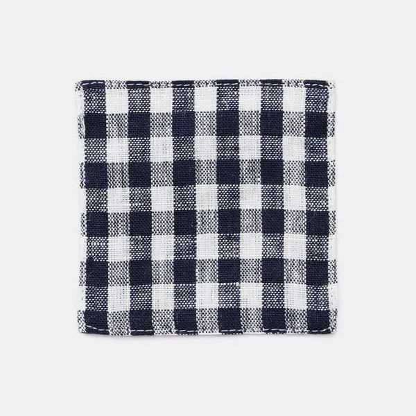 Fog Linen Navy White Check Coasters