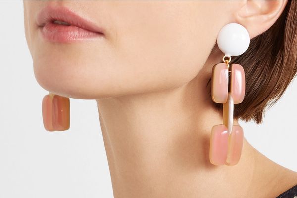 Marni Gold-tone resin clip earrings