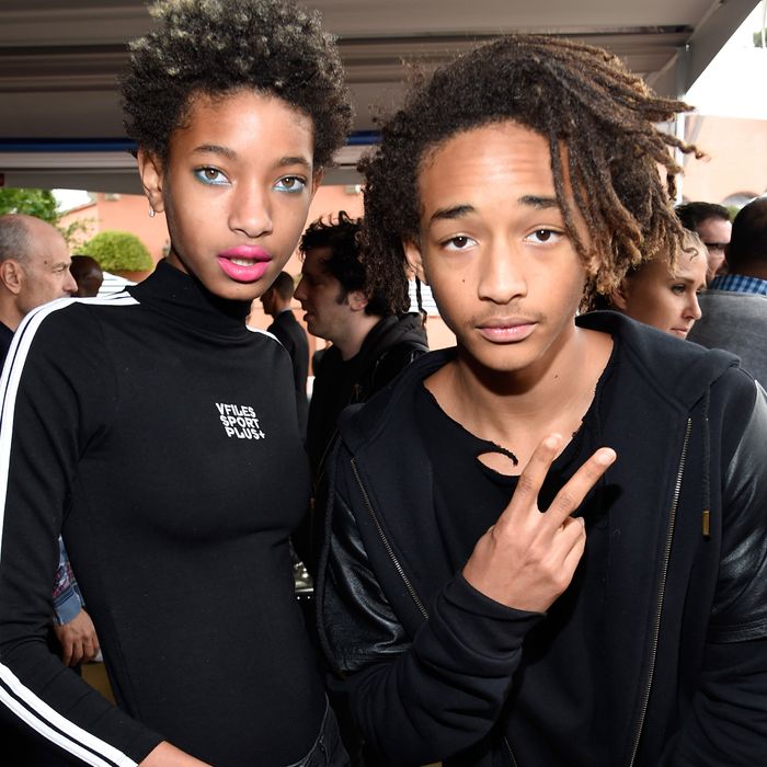 BEVERLY HILLS, CA - FEBRUARY 07: (Exclusive Coverage) Willow Smith and Jaden Smith attend the Roc Nation and Three Six Zero Pre-GRAMMY Brunch at Private Residence on February 7, 2015 in Beverly Hills, California. (Photo by Kevin Mazur/Getty Images For Roc Nation)