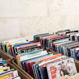 Comic books on market stall