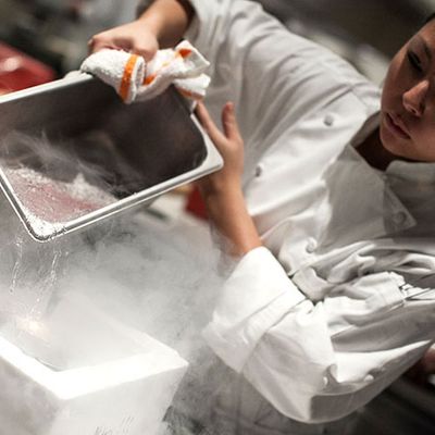 Liquid nitrogen in the kitchen at Chicago's Grace.