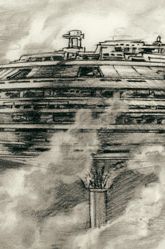 “This was from a storyboard from an unused scene in the original Star Wars,” says Tavoularis, “but they repurposed the design for Cloud City in The Empire Strikes Back.”
