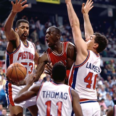 Michael Jordan against the Detroit Pistons in 1989.