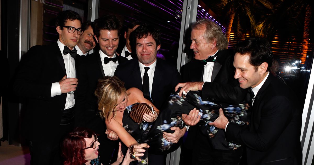 Murray Rudd Poehler, Murray, Rudd, Hader: See the Ultimate Oscar-Party Shenanigan Pic