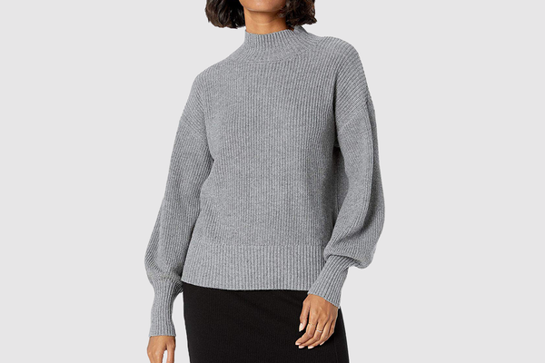 The Drop Women's Gwen Long Sleeve Mock Neck Ribbed Sweater