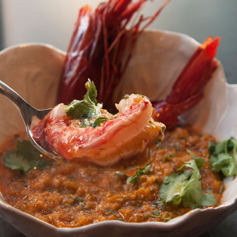 Açorda de camarão:虾粥，鸡蛋，欧芹和辣椒。