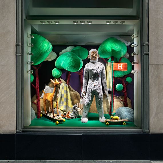 Hermès Holiday Windows Feature Don Porcella, Lucy Sparrow