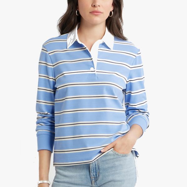 Caslon Stripe Long Sleeve Rugby Polo