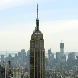 A view of the Empire State Building and One World Trade Center (R-rear) as seen from the Top of the Rock Observation Deck at Rockefeller Center April 30, 2012. 