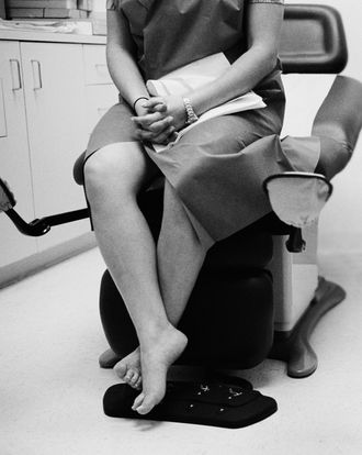 Woman at gynecologist's office.