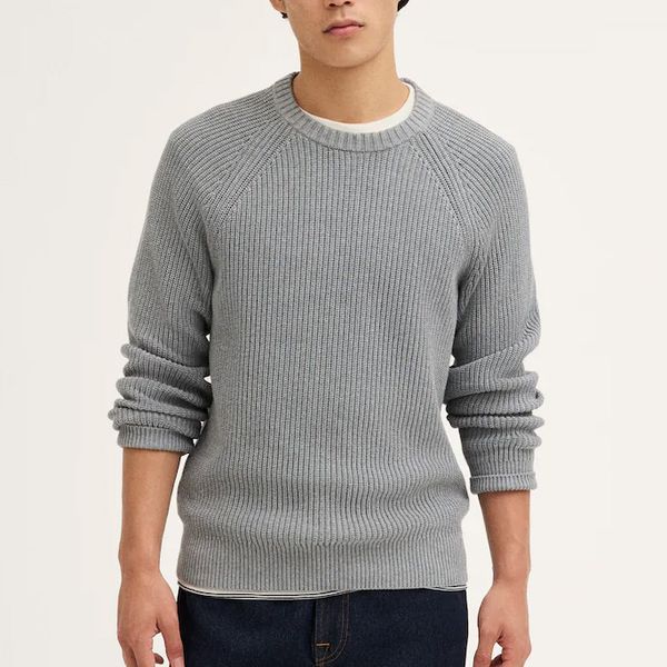 Madewell Men's Shaker-Stitch Crewneck Sweater in 100% Cotton