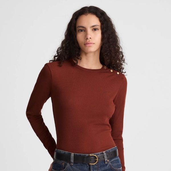 Madewell Ribbed Button Crewneck Tee