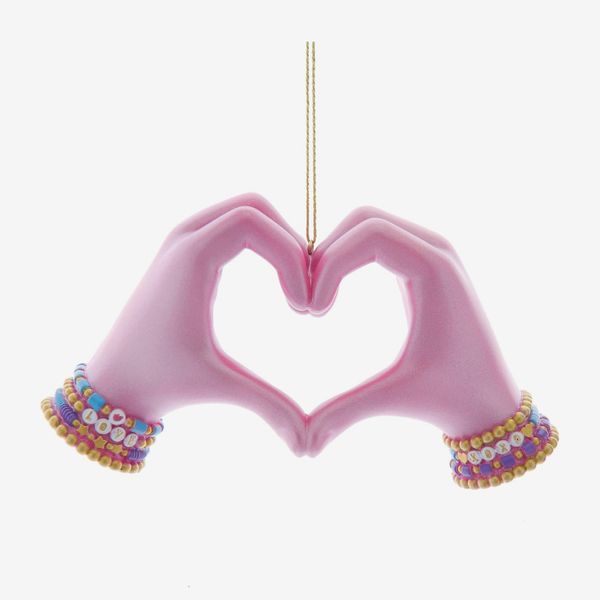 Kurt Adler Pink Electroplated Heart Hands Ornament
