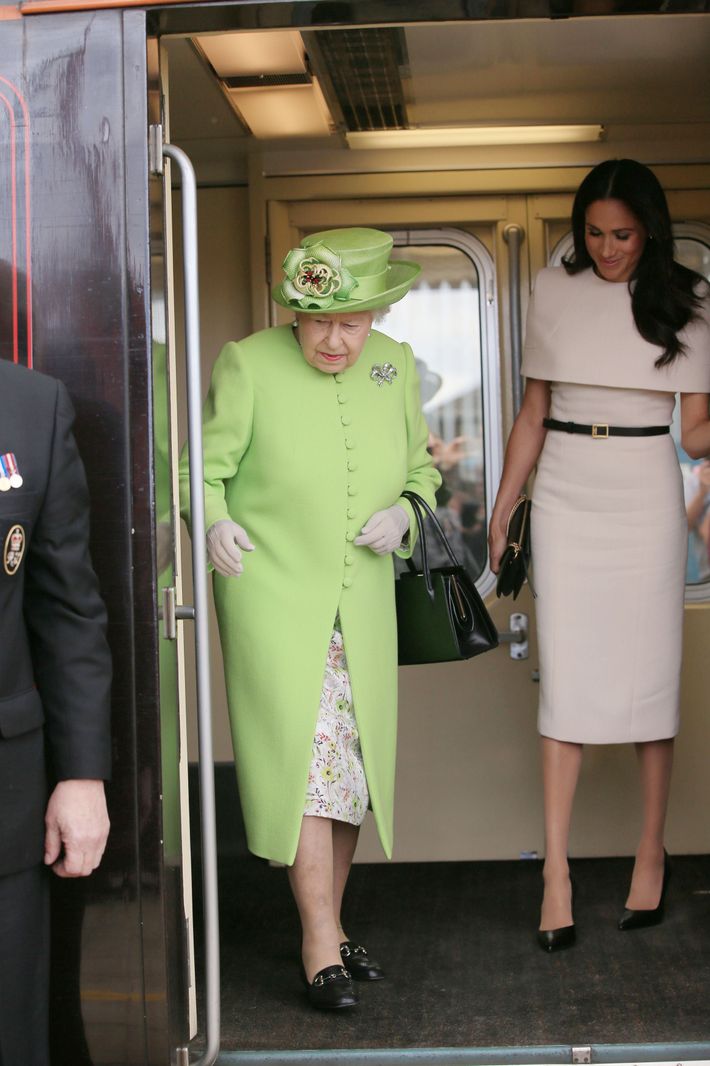 Meghan Markle and Queen Elizabeth on the train.