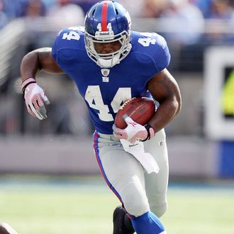 Ahmad Bradshaw #44 of the New York Giants in action against the Buffalo Bills on October 16, 2011.