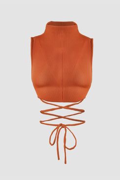 Cider Turtleneck Lace Up Knitted Tank Top