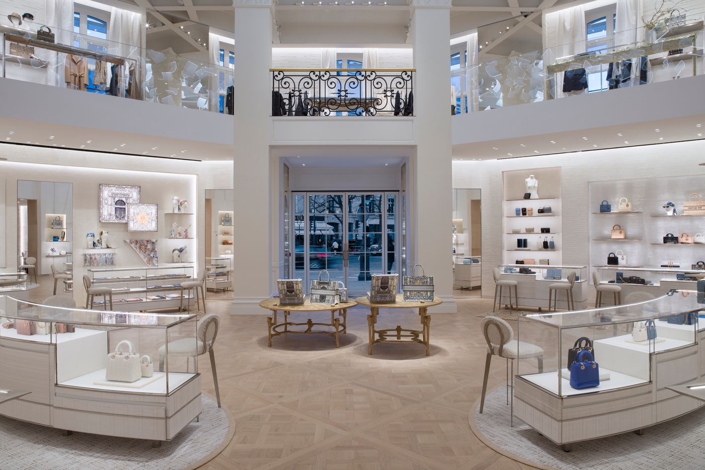 The Louis Vuitton, left, and Dior luxury clothing boutiques