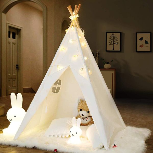 IREENUO Teepee Tent for Kids, Kids Teepee Play Tent with Twinkle Star Lights