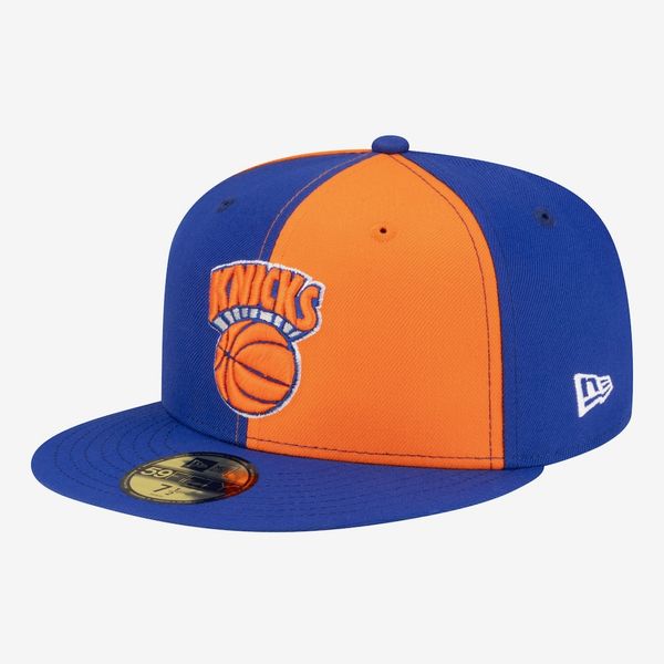 Men’s New York Knicks New Era Orange/Blue 80s Throwback Pinwheel 59FIFTY Fitted Hat
