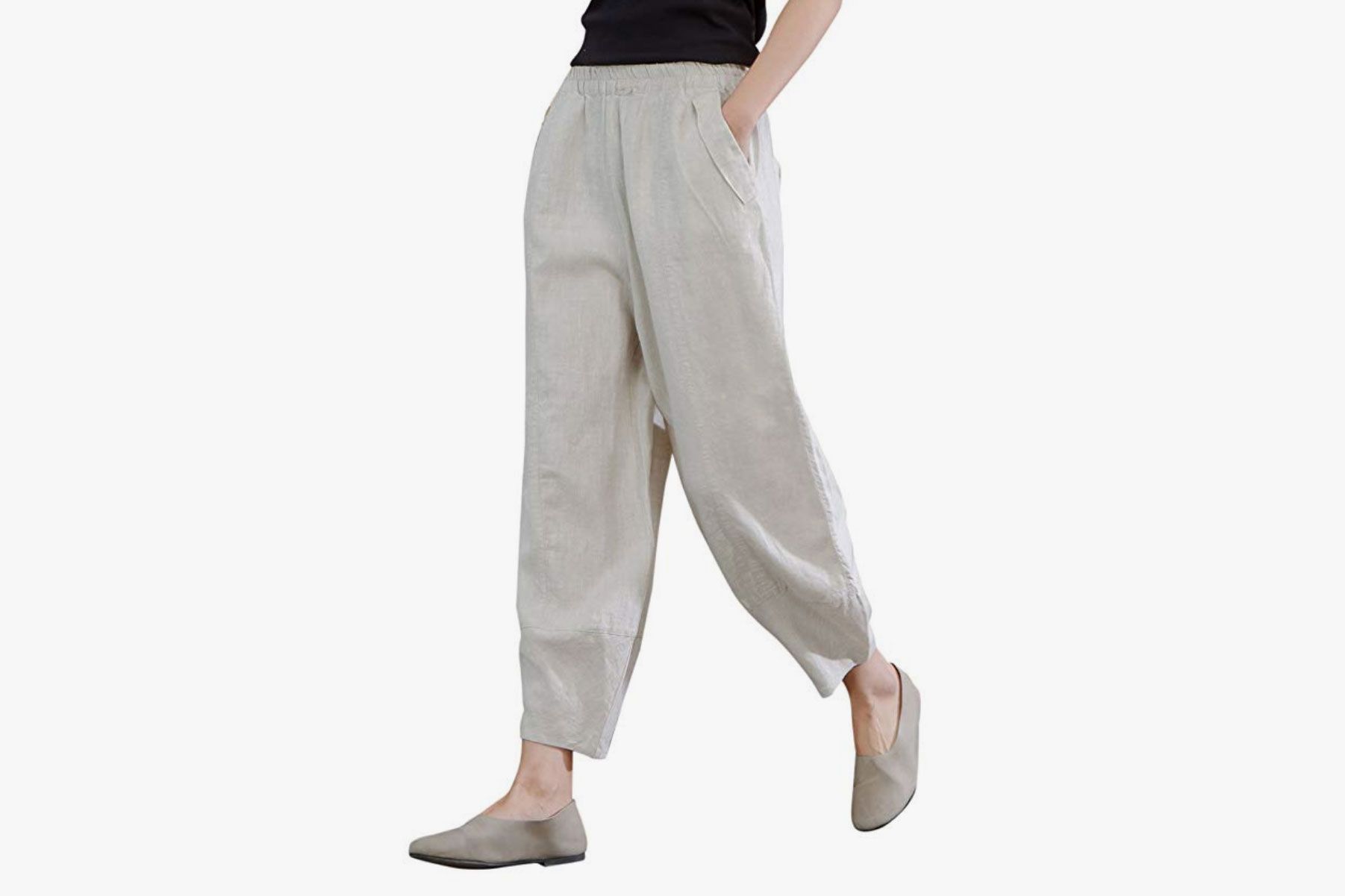 Buy linen pants women white in India @ Limeroad