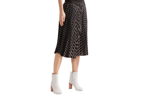 Sacai Pleated Striped Twill Wrap Skirt