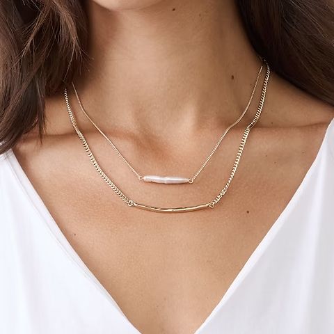 Banana Republic Factory Layered Pearl Bar Necklace