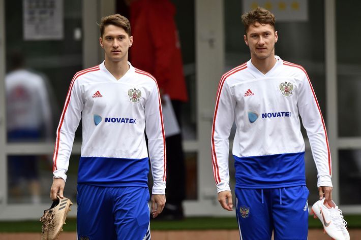 Anton and Aleksey Miranchuk at practice.