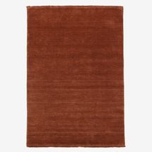 Flecos en telar manual Rugvista - Alfombra de lana rojo óxido