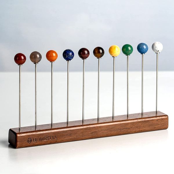 Homestia Planet Cocktail Picks with Walnut Stand