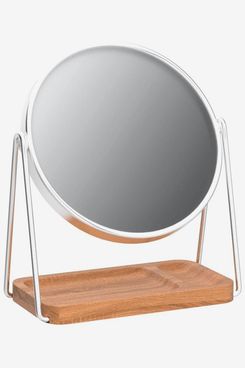 Amazon Basics Vanity Round Mirror with Squared Bamboo Tray